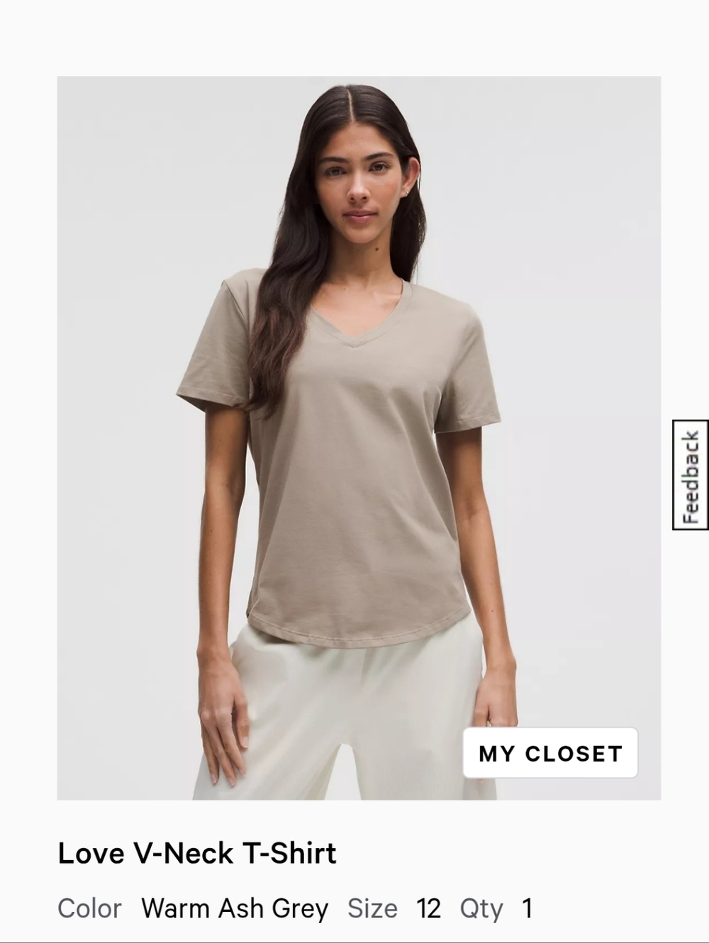 lululemon athletica V-Neck Tee — Warm Ash Grey